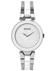 Versus by Versace Womens 3C72300000 Sertie White Dial Textured Glass Bezel Steel Bracelet Watch