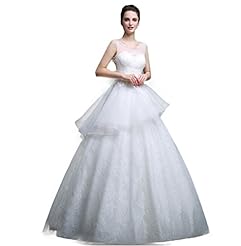 Scoop Neck  Open-Back Lace Sheer Corset   Waistline  Ball Gown  Dress