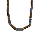 Lapis Necklace 02 Beaded Tigers Eye Blue Brown Tube Gemstone Crystal Healing 17