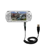 Coiled USB Cable for the Sony PSP-2001 Playstation Portable with Power Hot Sync and Charge capabilities - uses Gomadic TipExchange Technology