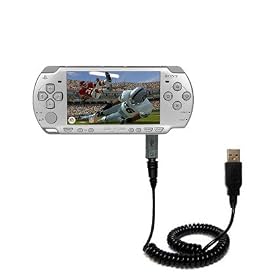 Coiled Power Hot Sync and Charge USB Data Cable w/ Tip Exchange for the Sony PSP-2001 Playstation Portable - Gomadic Brand