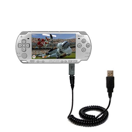 Coiled USB Cable for the Sony PSP-2001 Playstation Portable with Power Hot Sync and Charge capabilities - uses Gomadic TipExchange Technology