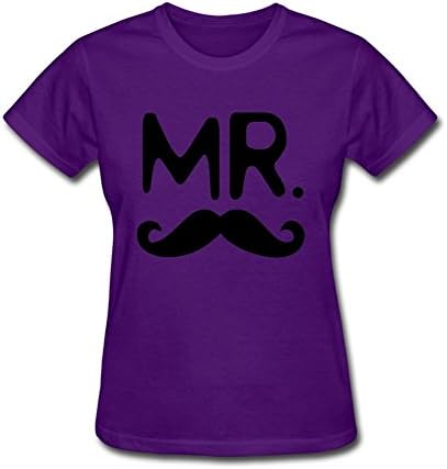 Yomei Women's Personalized MrandMrs_couple_365 in love 100% Organic Cotton T-shirt Purple XL