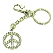 Clear Crystal Peace Sign Shimmer Chain Key Chain Keychain Silver Tone Handbag Charm