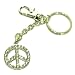 Clear Crystal Peace Sign Shimmer Chain Key Chain Keychain Silver Tone Handbag Charm