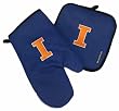 University of Illinois Mitt Potholder Set Fighting Illini Logo for Kitchen Tailgating or Barbecue Pot Holder College NCAA Licensed Kitchen Tailgating Accessories make Great Unique GIFT IDEAS for HIM or HER, College Students Fans Men Ladies Woman Women