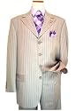 Steve Harvey "Code Red" Light Grey with Violet Pinstripes Super 120's Wool Wideleg Suit By Zanetti