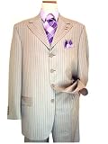Steve Harvey Code Red Light Grey with Violet Pinstripes Super 120's Wool Wideleg Suit By Zanetti