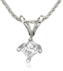 Platinum Princess Cut Diamond Solitaire Pendant (1/4 ct, G-H Color, VS2 Clarity)