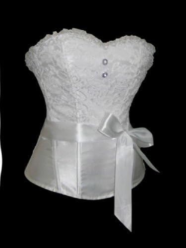 Wuhu Satin Overlay Lace Bow-tie Lace up Corset Bustier Sexy Lingrie Wedding Top