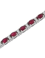prong Set Oval Ruby(7.82ct) & Round Diamond(.58ct) Bracelet