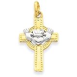 14k Two-Tone Gold Claddagh Cross Pendant