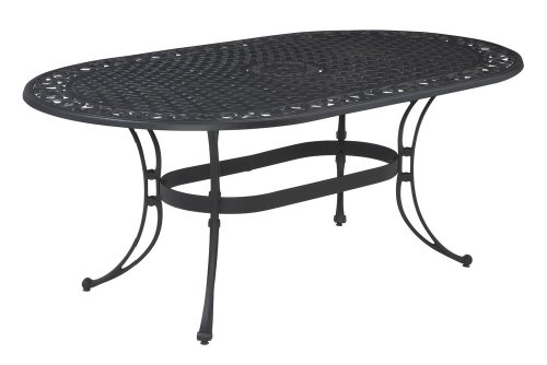 Home Style 5554-33 Biscayne Oval Outdoor Dining Table, Black Finish