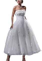 Strapless Applique Ankle Length Organza  Dress