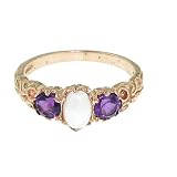 9ct Rose Gold Ladies Opal And Amethyst Ring Size Q Free Delivery Finger Sizes L To Z Available