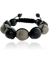 Black Onyx Gemstone Beaded Macrame Bracelet Fashion Jewelry