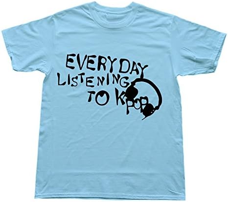 Hoxsin SkyBlue Men's Listening Kpop Swag Roundneck T Shirts US Size XS