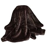 Faux Fur Throw Blanket 150cm x 200cm, Chocolate