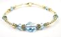 March Aquamarine Birthstone 14K Gold Swarovski Crystal Handmade Beaded Bracelets - MEDIUM 7 1/4 In.