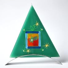 Gift Triangle Contemporary Unscented Green Candle