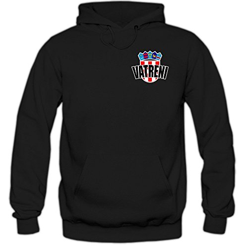 Kroatien EM 2016 #5 Kapuzenpullover | Herren | HRVATSKA | Kockasti | Trikot | Nationalmannschaft, Farbe:Schwarz (Black F421);Größe:M