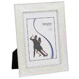 Danton White Swirl Enamel Effect Photo Picture Frame with Crystals 5" x 7"