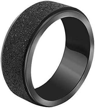 Black Titanium Ring Matte Finished Polished Edges Flat Engagement Band for Men Women Comfort Fit 7