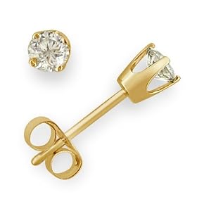 14k Yellow Gold, Round, Diamond Stud Earrings (1/4 cttw IJK, I2)