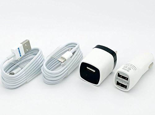 Poweron® iPhone iPod 4IN1 Combo Charger Kits 1A Wall/Home Charger+2A Dual Port Car Charger+2X 3.28Ft Premium Quality Cable 8 Pin Connector USB Sync Data Transfer Charger Cable Certified For iPhone 6 iPhone 6 Plus iPhone 5 5C 5S iPhone 4 4S 3GS iPod Touch 5th Nano 7th iPad Mini 1 Sync Charger Data Transfer Cord For OEM Replacement Will Fit In All Case Without Removing Case During Charging Your Phone And Support Latested IOS-With Logo Print As Picture Show (4IN1 CHARGER KITS)