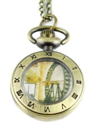 Youyoupifa Bronze Alloys Carve Patterns Vintage Quartz Pocket Watch(Unisex)