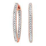 10K Pink Gold 1 ct. Diamond Hoop Earrings