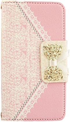 Generic Rhinestone Clip Leather Wallet Case For Iphone 6 Plus 5.5 Inch bow gold leather