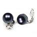 Bling Jewelry 925 Sterling Silver Genuine Black Peacock Freshwater Pearl Clip On Earrings