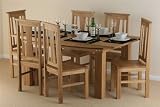 6ft x 3ft Tokyo Solid Oak Dining Table with 6 Solid Oak Chairs
