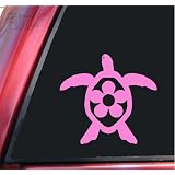 Flower Honu Hawaiian Sea Turtle Pink Vinyl Decal Sticker