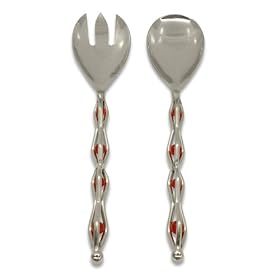 Salad servers - red bead