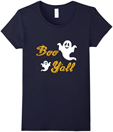 Women's Halloween Tee Shirts - Boo Ya'll Funny Halloween Shirt Medium Navy