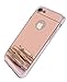 iPhone 7 case, Luxury Back Mirror Clear Slim TPU Bumper Shock-Absorption Anti-Scratch Protective Case Cover Bright Reflection Cute and Elegant for Apple iPhone 7 (2016)- Rose Gold