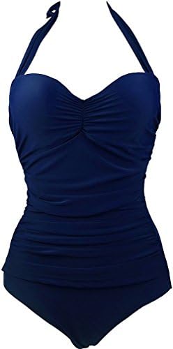 Yearnee Women Sexy Plus Size bicolore One Piece Swimwear Swimsuits M-4XL 4royalblue Large