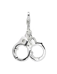 New Amore La Vita Sterling Silver 3-D Hand Cuffs Charm with Lobster Clasp