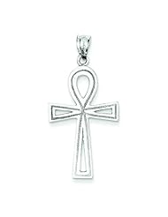 14K White Gold Ankh Cross Pendant Charm Jewelry