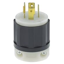 Leviton 2411 20 Amp, 125/250 Volt, NEMA L14-20P, 3P, 4W, Locking Plug, Industrial Grade, Grounding - Black-White