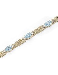 14kt Yellow Gold Oval Aquamarine and Diamond Bracelet