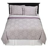 Fieldcrest Luxury Lavender Damask Oversized Queen Duvet Comforter Cover
