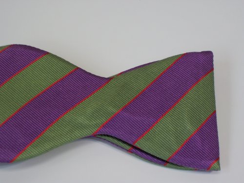 Marlon Garci 100% Silk Green & Purple Stripe Bow Tie