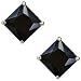 Black Princess Cut Square CZ Basket Set Silver Men Unisex Stud Earrings