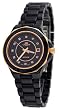 Oniss #ON8202-LRG1 Women's Rose Gold Trim Diamond Marker Black Ceramic Watch