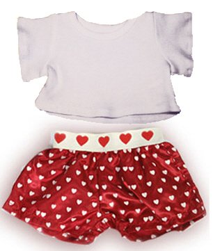 41Vs1Crlr2L Red Heart Boxer Shorts w/ White T shirt Clothes for 14   18 Stuffed Animals and Dolls