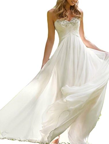 SunnyGirl Sweetheart Empire Beading Maternity Chiffon Wedding Dresses White10
