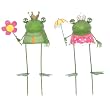 The Prince and His Queen Wobble Frogs Metal Garden Stake Statuary (Set of 2)
